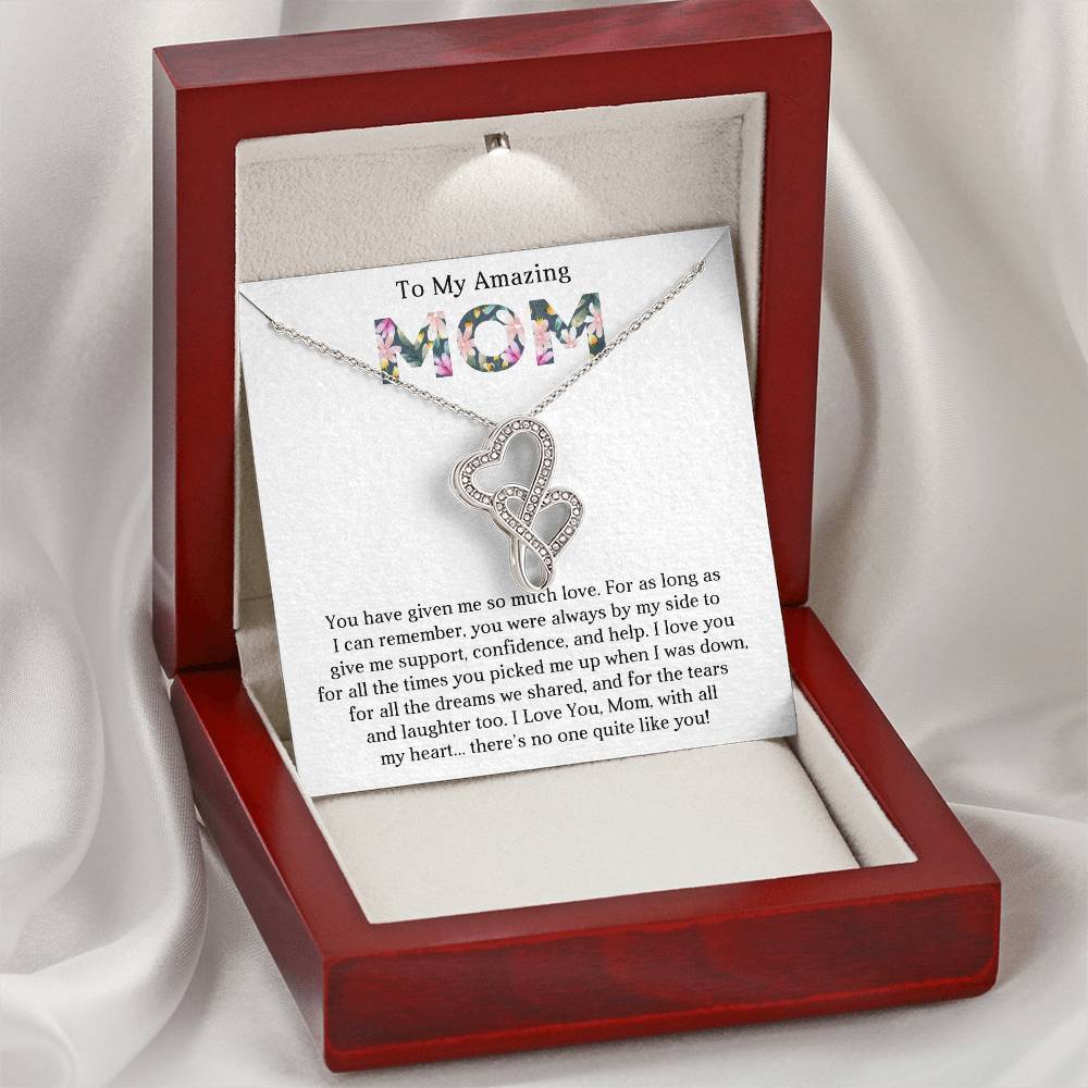To My Amazing Mom Heart to Heart Necklace Gift