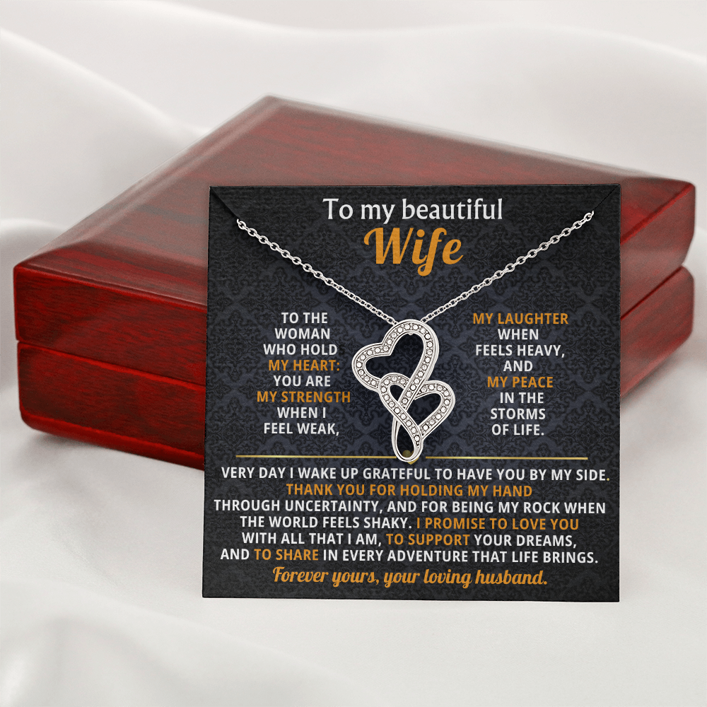 To My Wife Heart to Heart Necklace Gift