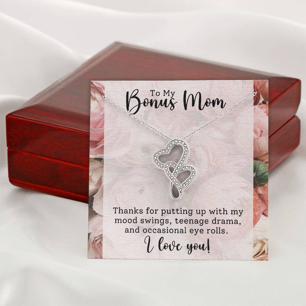 Bonus Mom Heart to Heart Necklace Gift-[Heartfelt Family Gift]