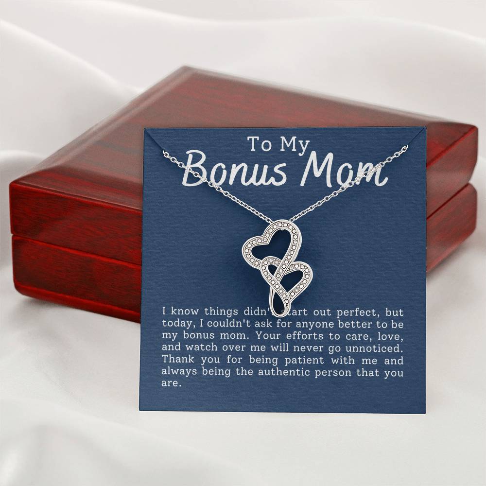 Bonus Mom Heart to Heart Necklace Gift-[Heartfelt Family Gift]