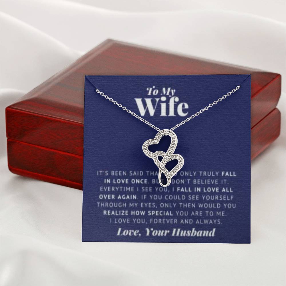 Wife Heart to Heart Necklace Gift-[Heartfelt Family Gift]