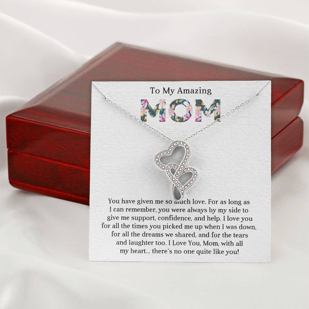 To My Amazing Mom Heart to Heart Necklace Gift