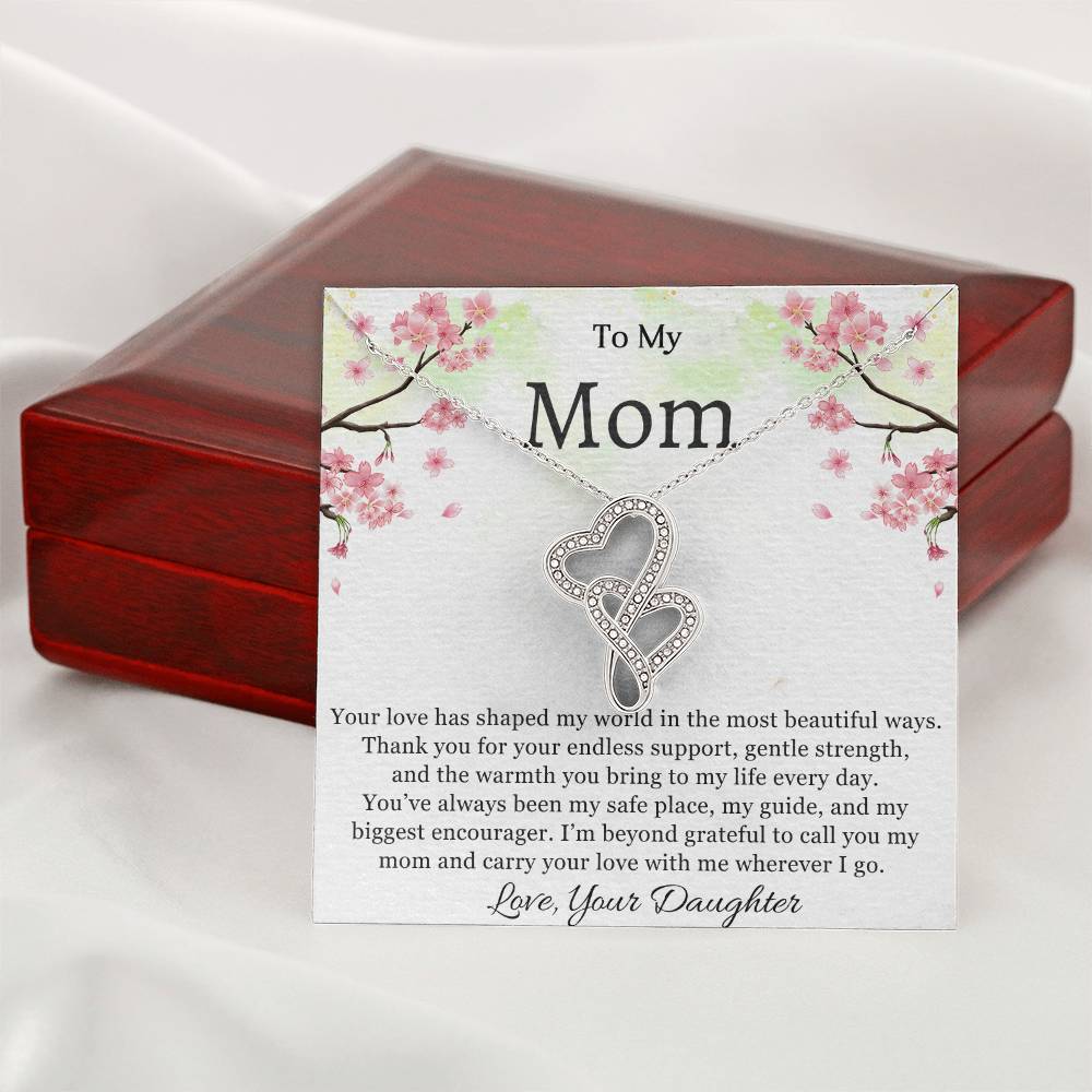 To My Mom Heart to Heart Necklace Gift