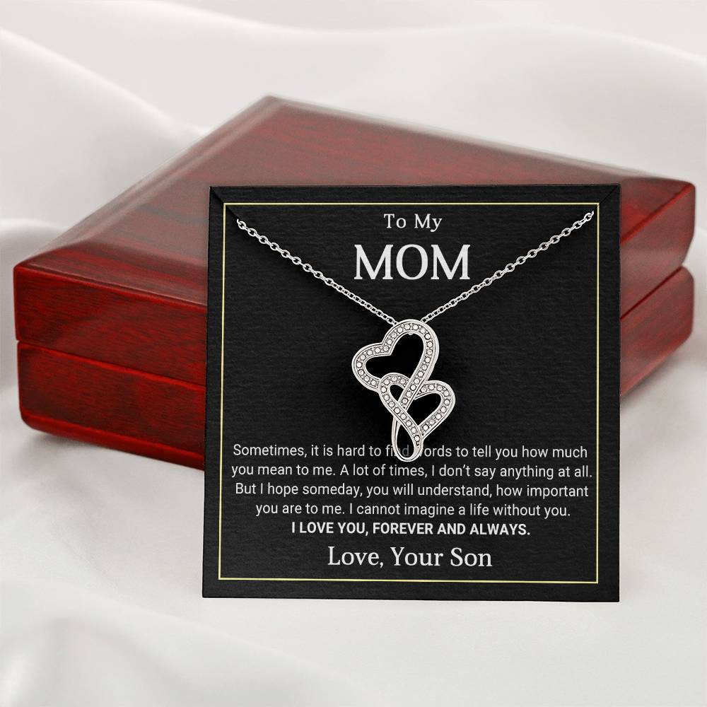 To My Mom Heart to Heart Necklace Gift
