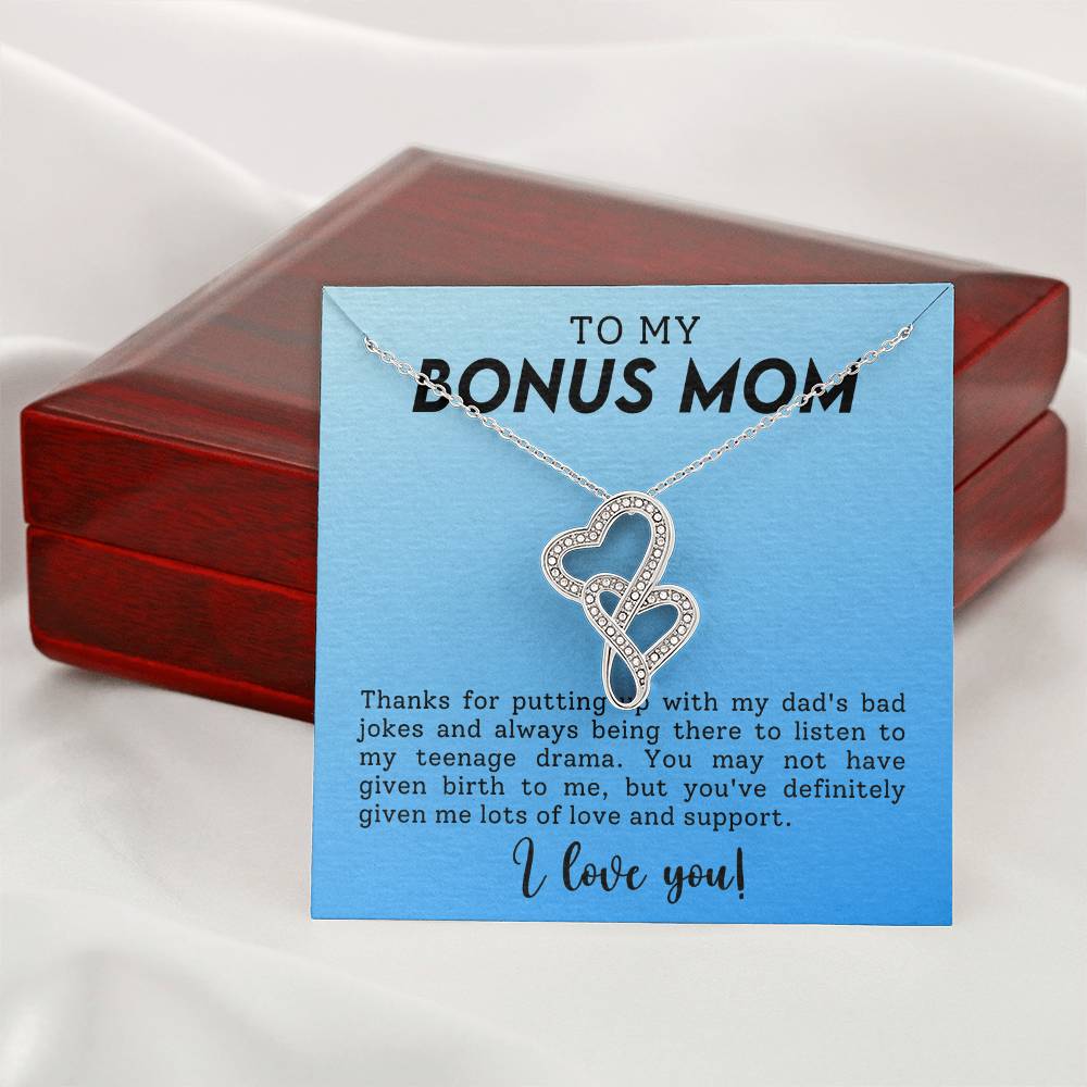 Bonus Mom Heart to Heart Necklace Gift-[Heartfelt Family Gift]