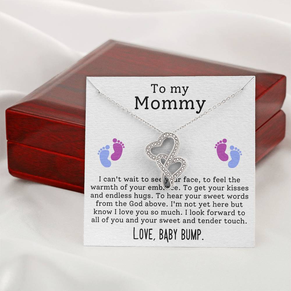 To My Mommy from Baby Bump Heart to Heart Necklace-[Heartfelt Family Gift]