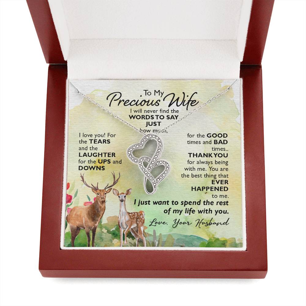 To My Precious Wife-e heart to heart necklace-[Heartfelt Family Gift]