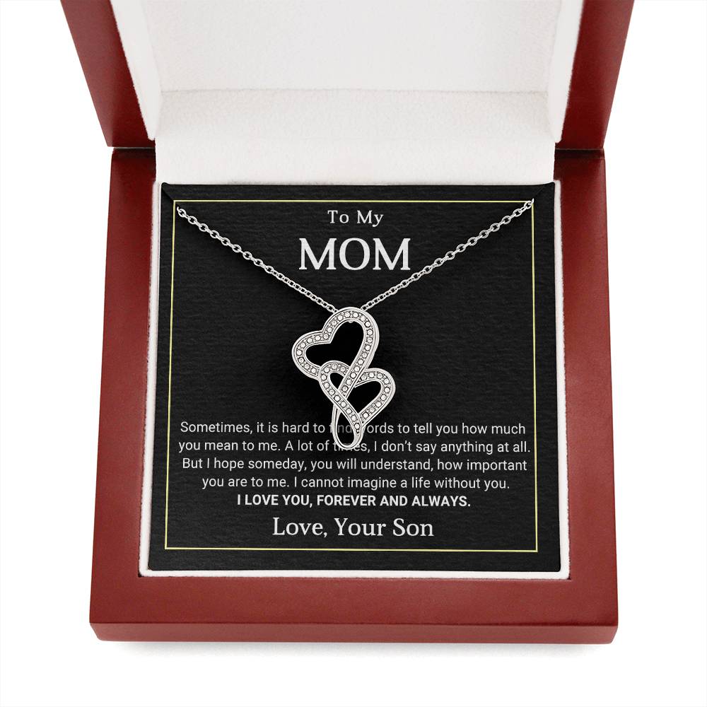 To My Mom Heart to Heart Necklace Gift