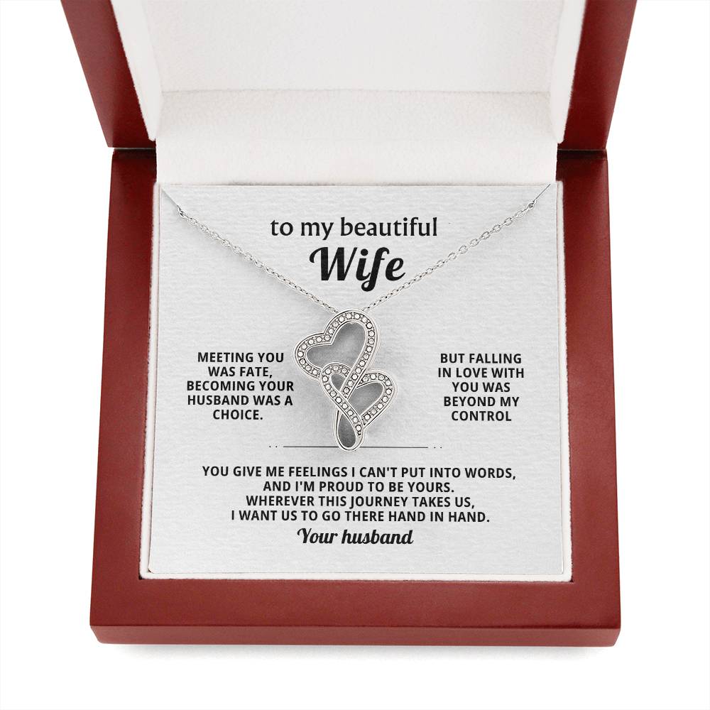 To My Beautiful Wife Heart to Heart Necklace Gift