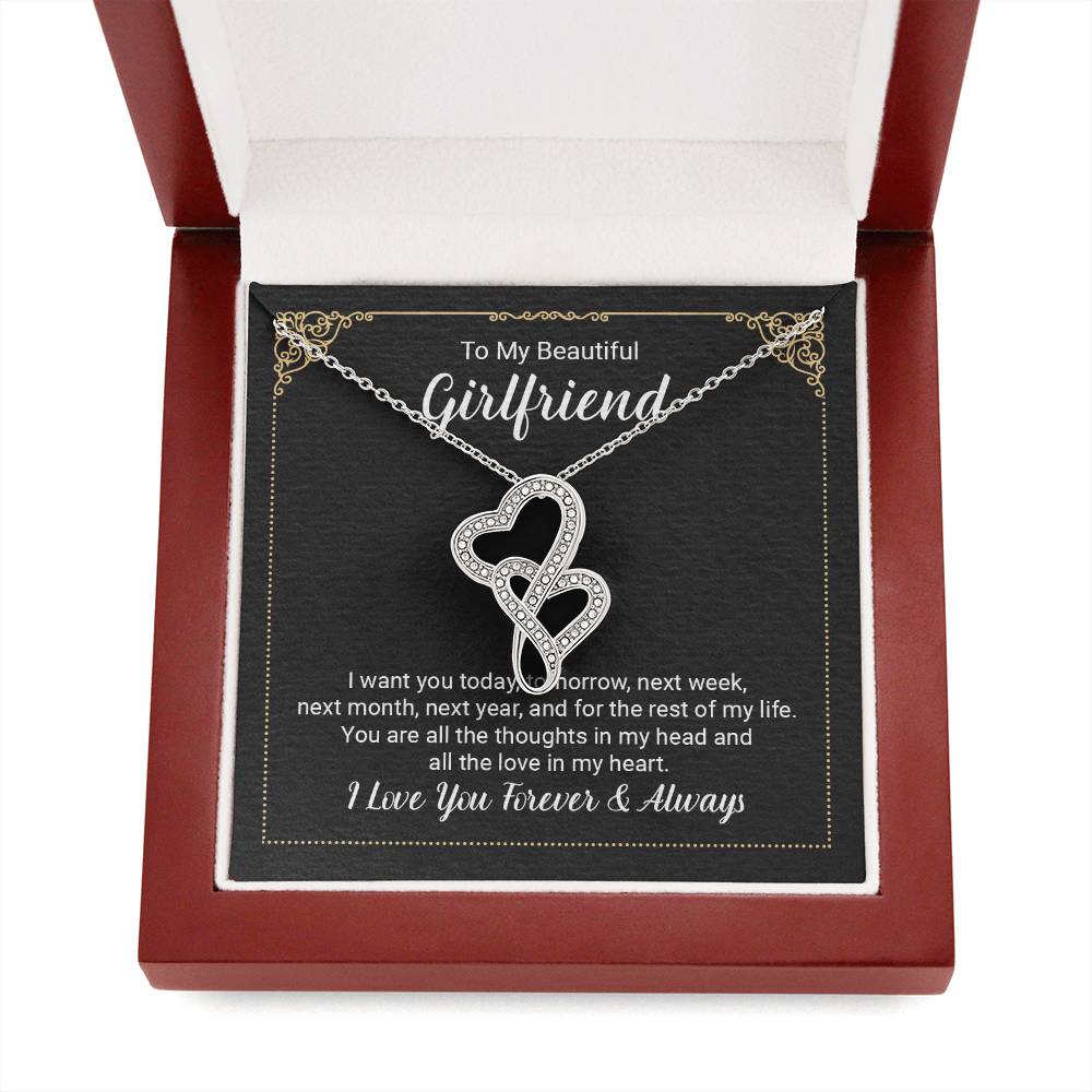 Girlfriend Double Heart Necklace Gift-[Heartfelt Family Gift]