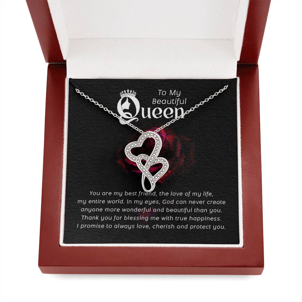 To my beautiful queene heart to heart necklace-[Heartfelt Family Gift]