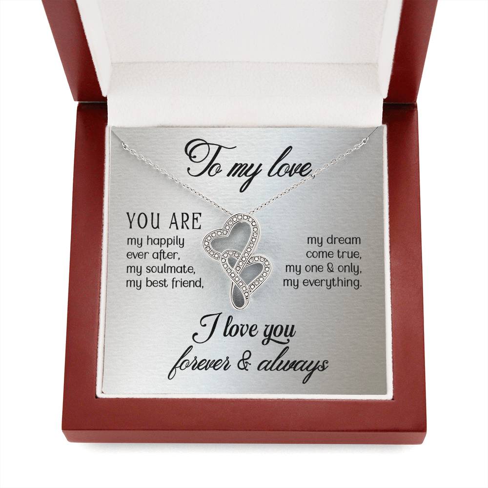 To My Love Double Heart Pendant Necklace Gift For Wife or Girlfriend-[Heartfelt Family Gift]