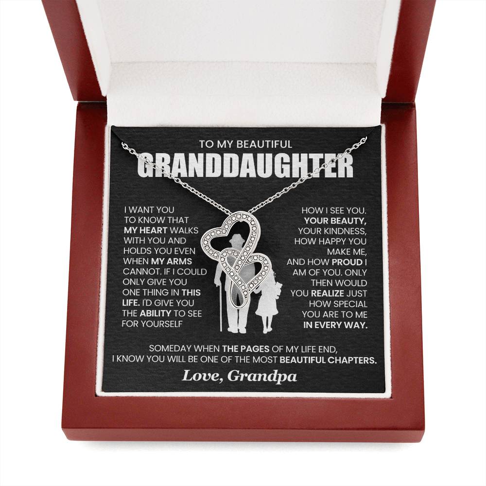 Granddaughter Heart to Heart Necklace from Grandpa-[Heartfelt Family Gift]