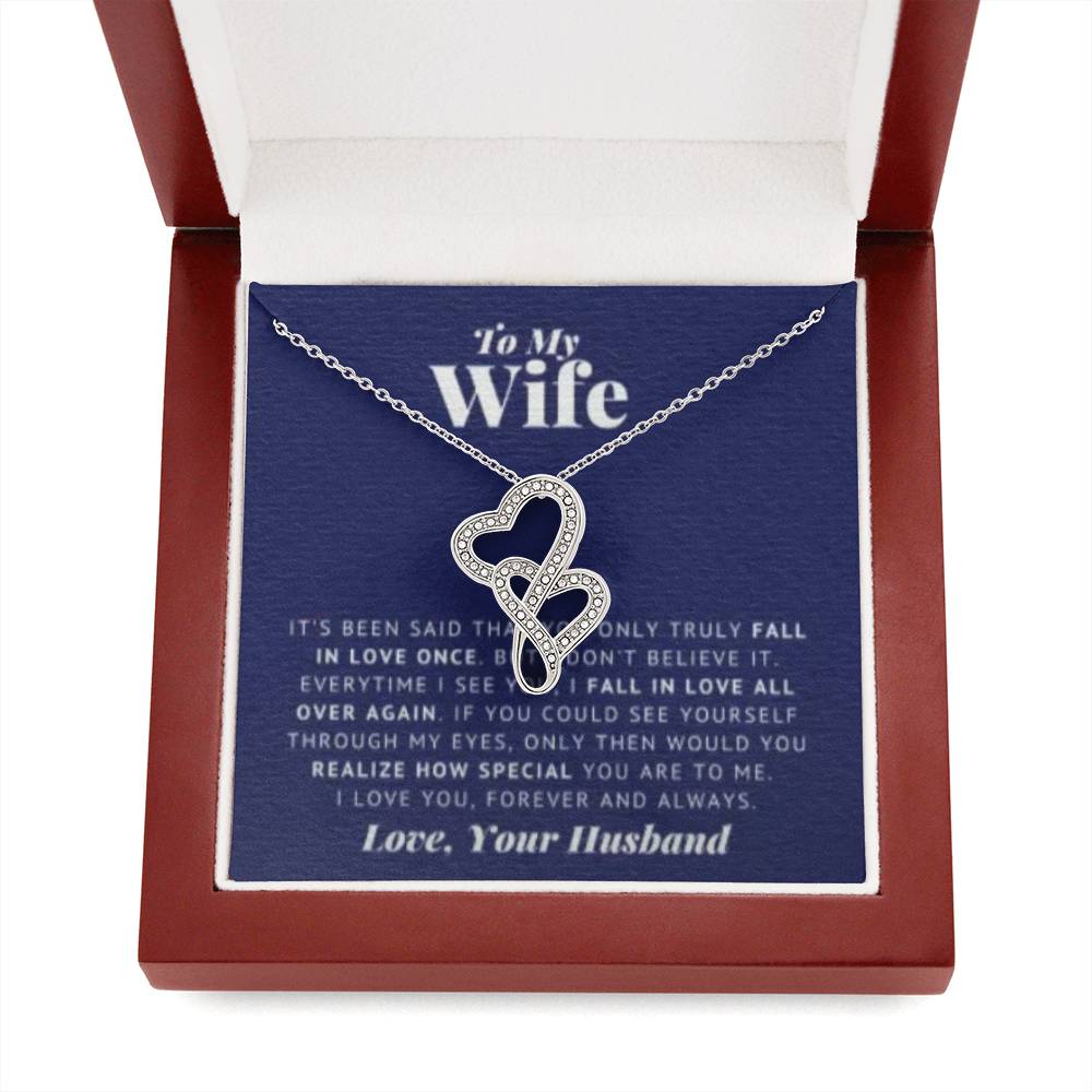 Wife Heart to Heart Necklace Gift-[Heartfelt Family Gift]