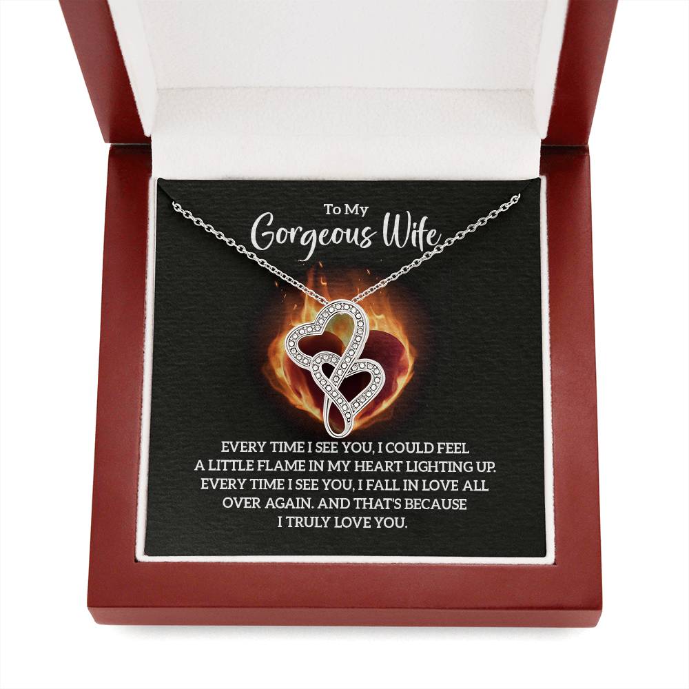 To My Gorgeous Wife - e heart to heart necklace-[Heartfelt Family Gift]