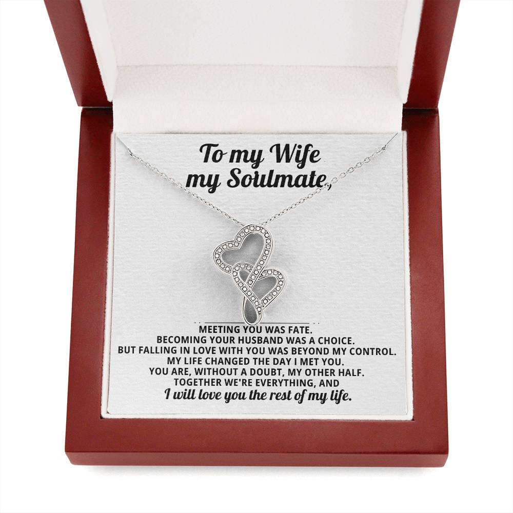 To My Beautiful Wife Heart to Heart Necklace Gift