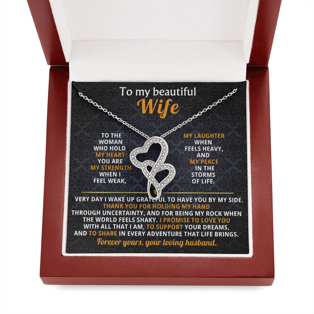 To My Wife Heart to Heart Necklace Gift