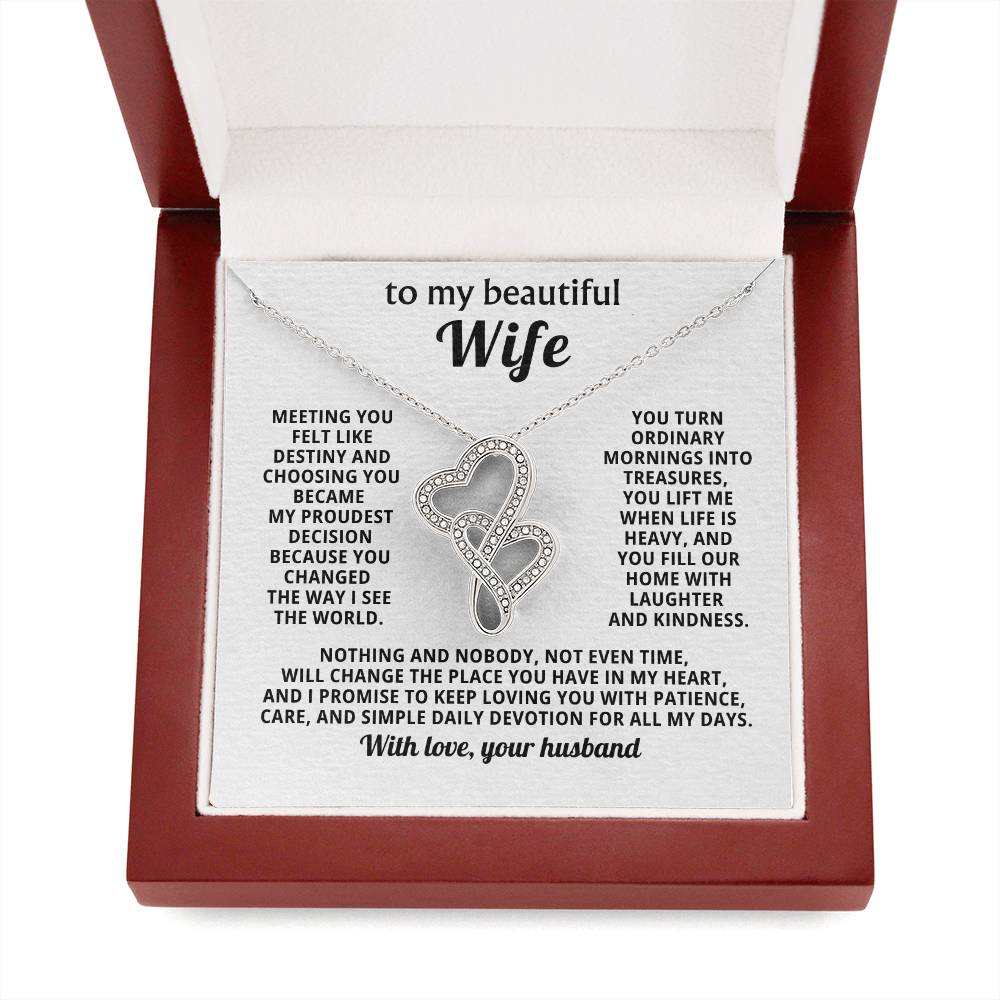 Beautiful Wife Heart to Heart Necklace Gift