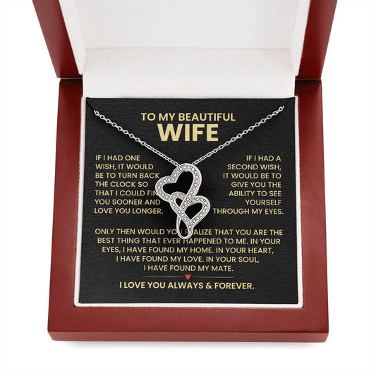 Gift for Wife Through My Eyes Heart to Heart Necklace-[Heartfelt Family Gift]