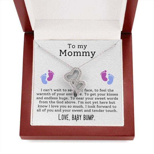 To My Mommy from Baby Bump Heart to Heart Necklace-[Heartfelt Family Gift]