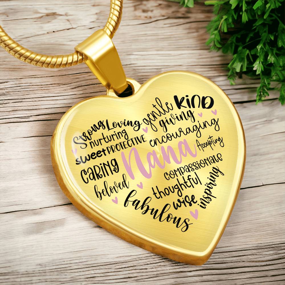 Nana  Engraved Heart Necklace-[Heartfelt Family Gift]