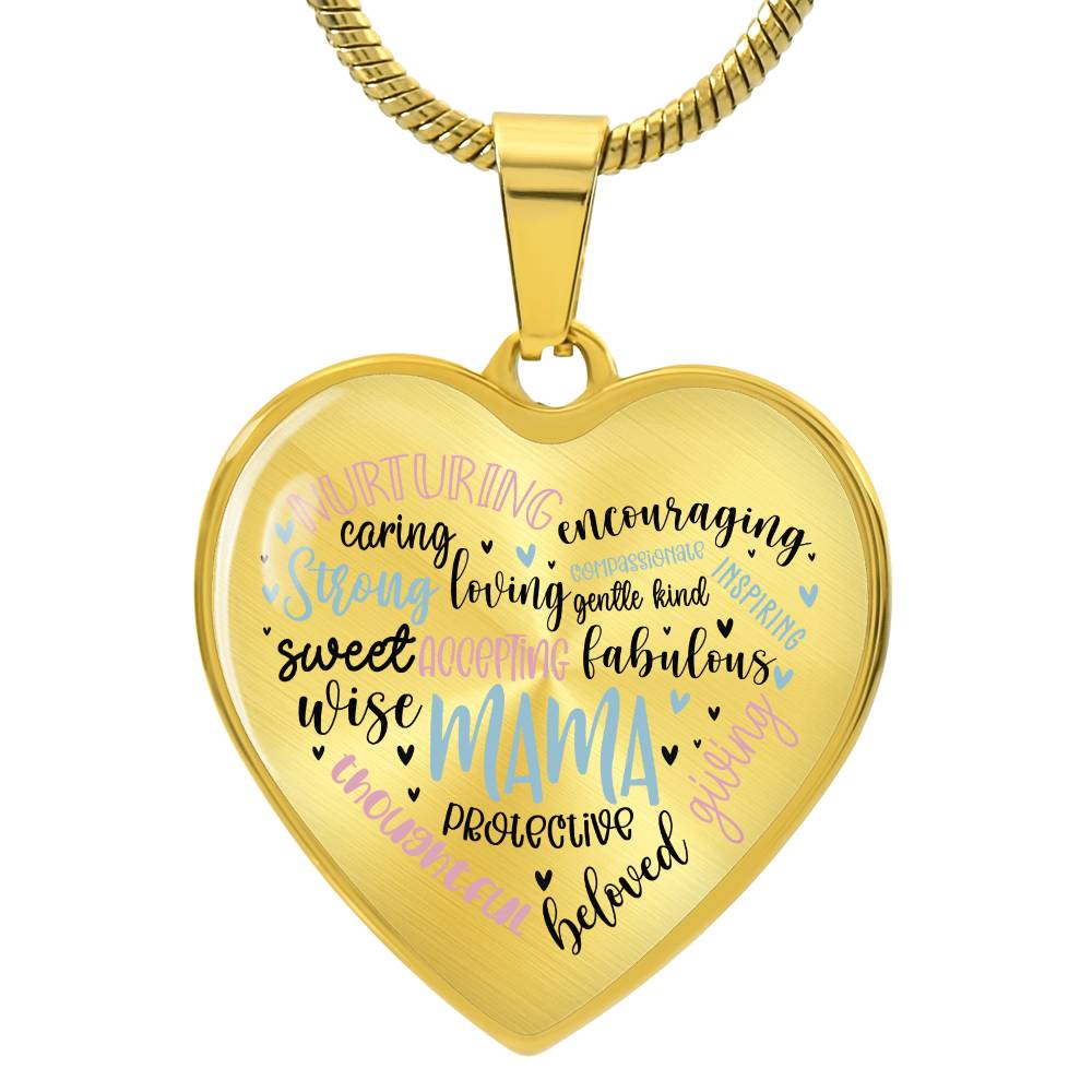 Mama Engraved Heart Necklace-[Heartfelt Family Gift]
