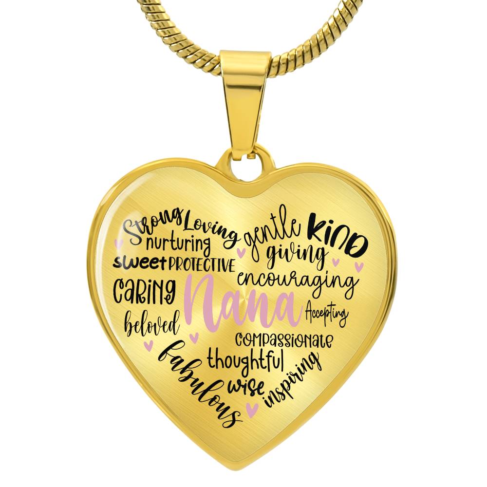 Nana  Engraved Heart Necklace-[Heartfelt Family Gift]