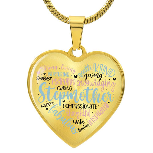 Stepmother  Engraved Heart Necklace-[Heartfelt Family Gift]