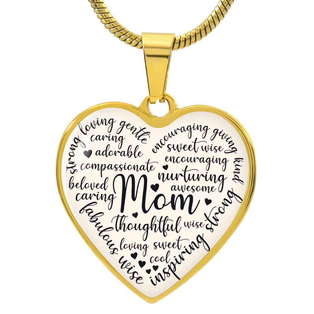 Mom Engraved Heart Pendant-[Heartfelt Family Gift]