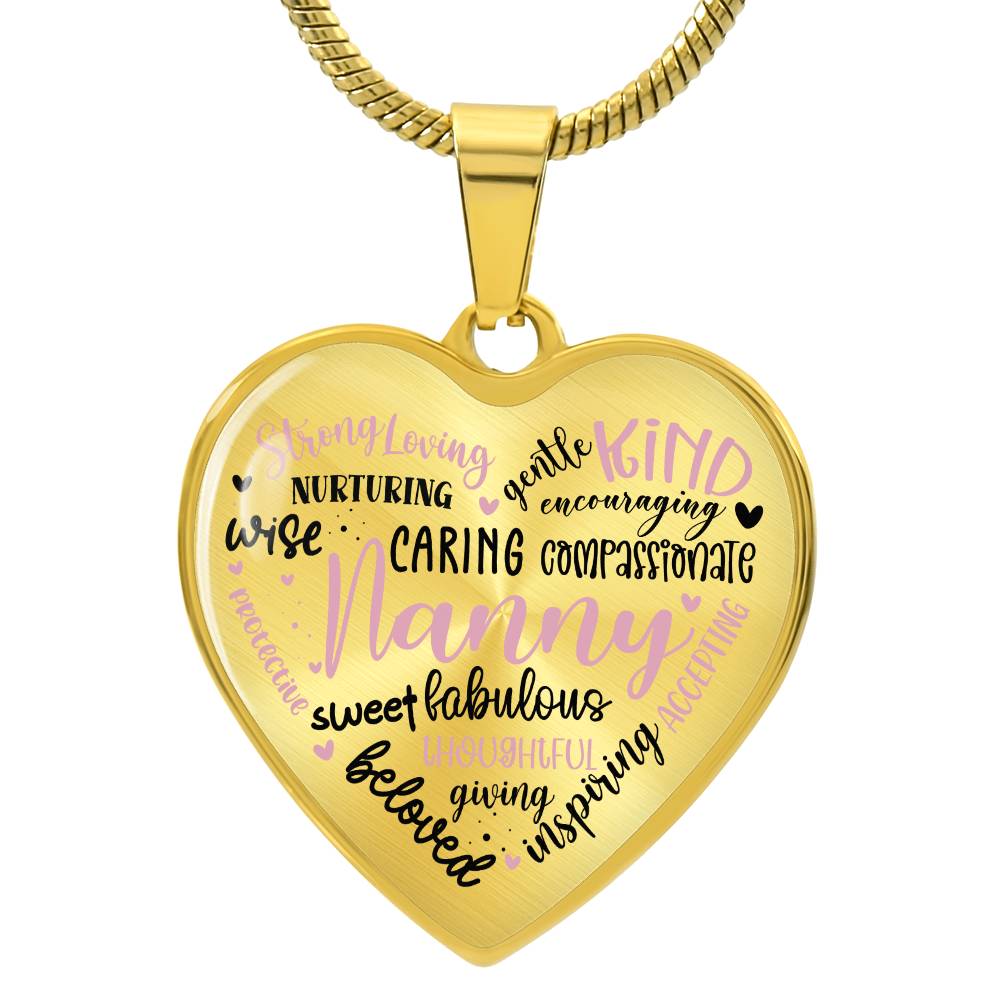 Nanny Engraved Heart Necklace-[Heartfelt Family Gift]