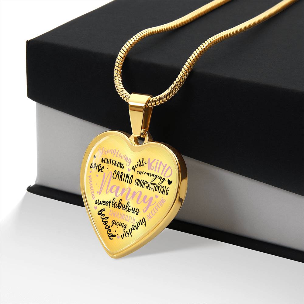Nanny Engraved Heart Necklace-[Heartfelt Family Gift]
