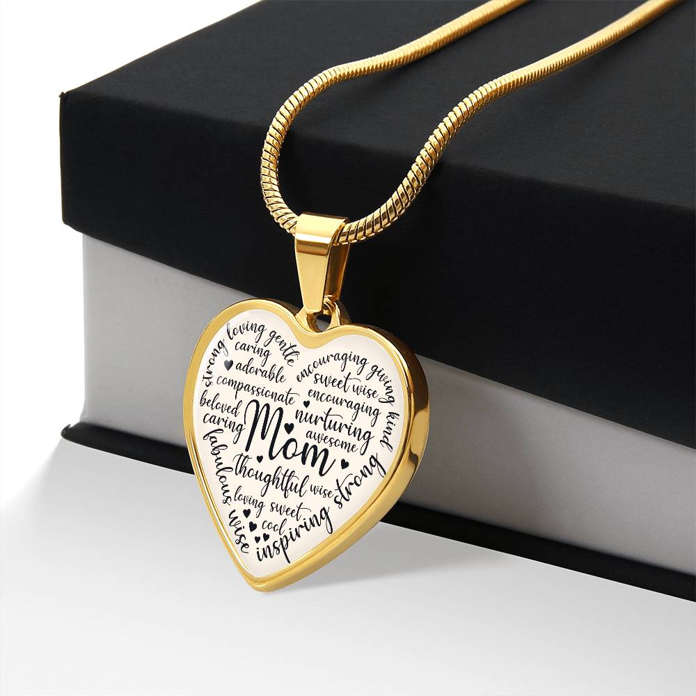 Mom Engraved Heart Pendant-[Heartfelt Family Gift]