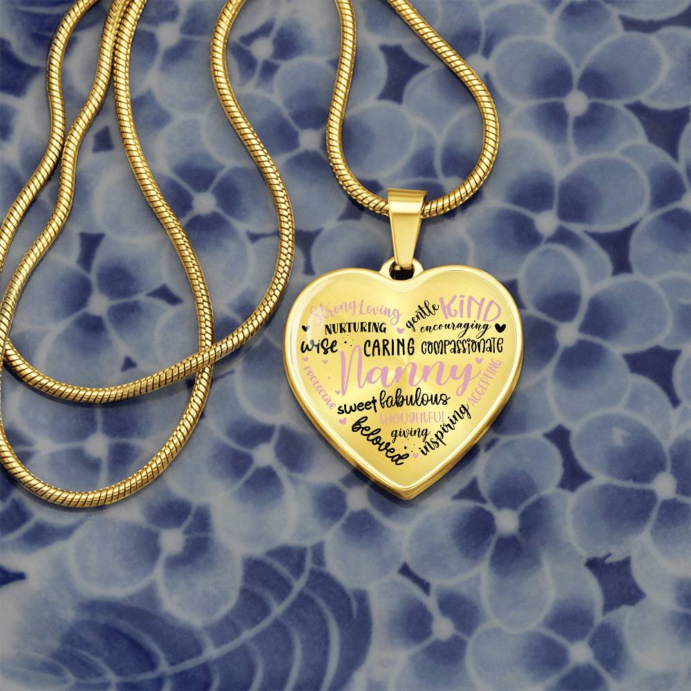 Nanny Engraved Heart Necklace-[Heartfelt Family Gift]