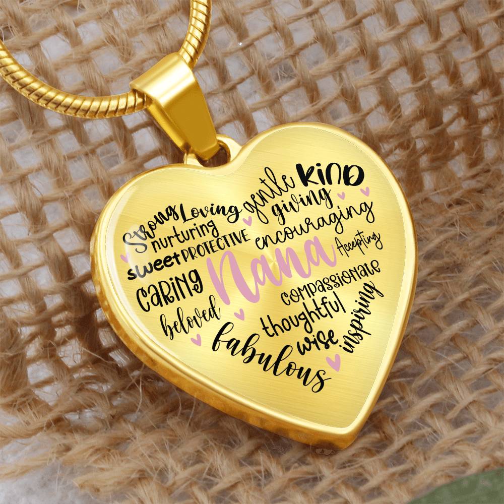 Nana  Engraved Heart Necklace-[Heartfelt Family Gift]
