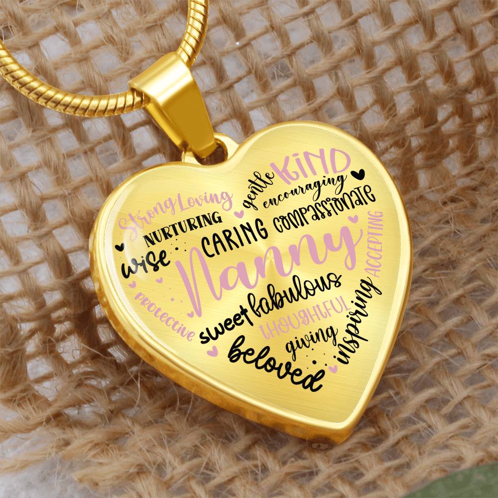 Nanny Engraved Heart Necklace-[Heartfelt Family Gift]