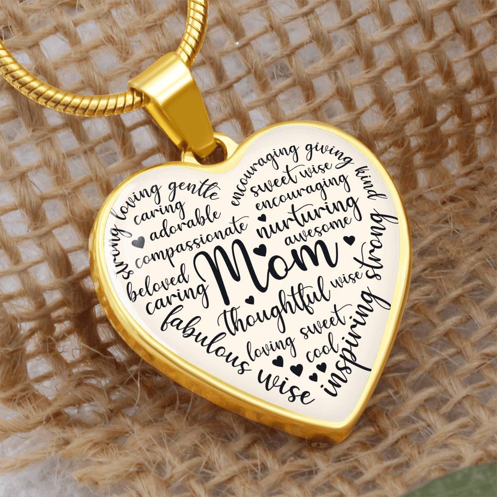 Mom Engraved Heart Pendant-[Heartfelt Family Gift]