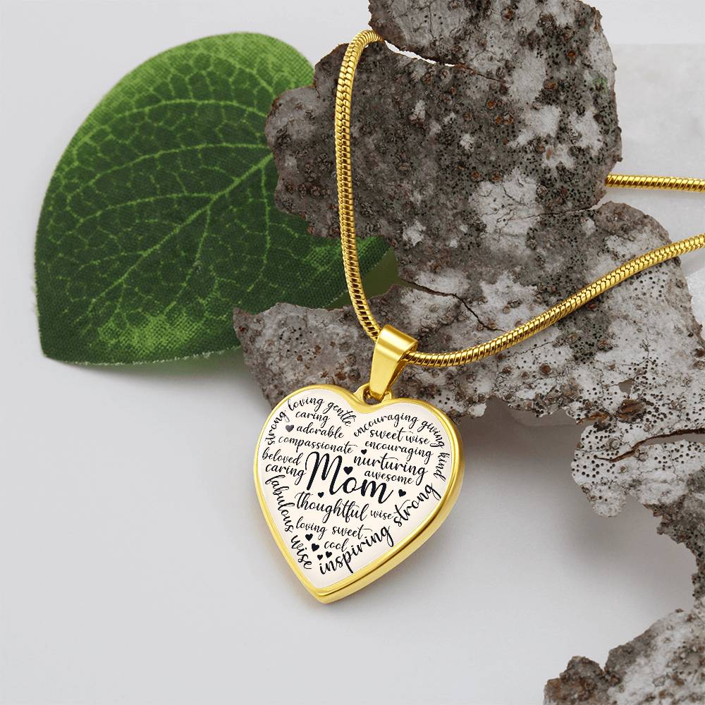 Mom Engraved Heart Pendant-[Heartfelt Family Gift]