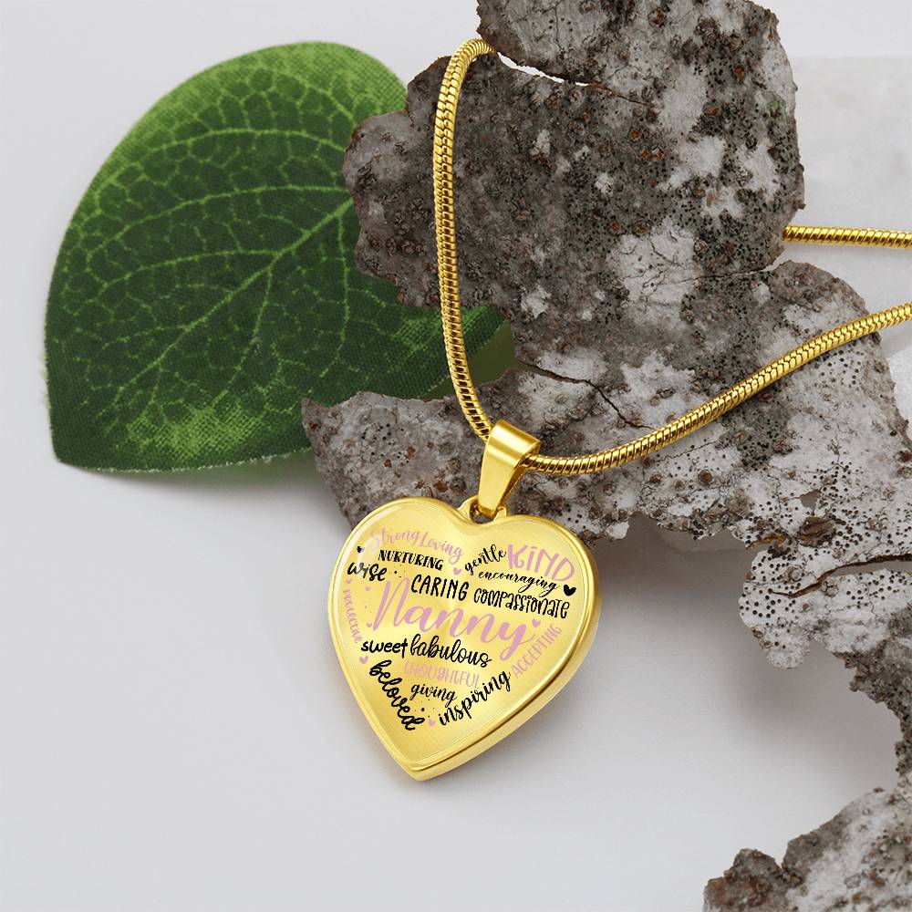 Nanny Engraved Heart Necklace-[Heartfelt Family Gift]