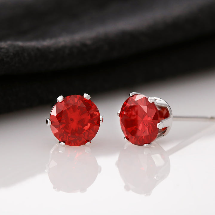 Red Cubic Zirconia Earrings-[Heartfelt Family Gift]