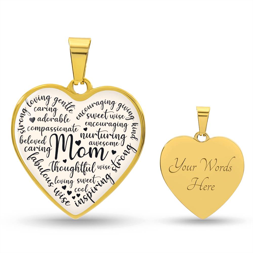 Mom Engraved Heart Pendant-[Heartfelt Family Gift]