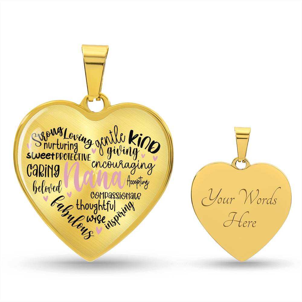 Nana  Engraved Heart Necklace-[Heartfelt Family Gift]