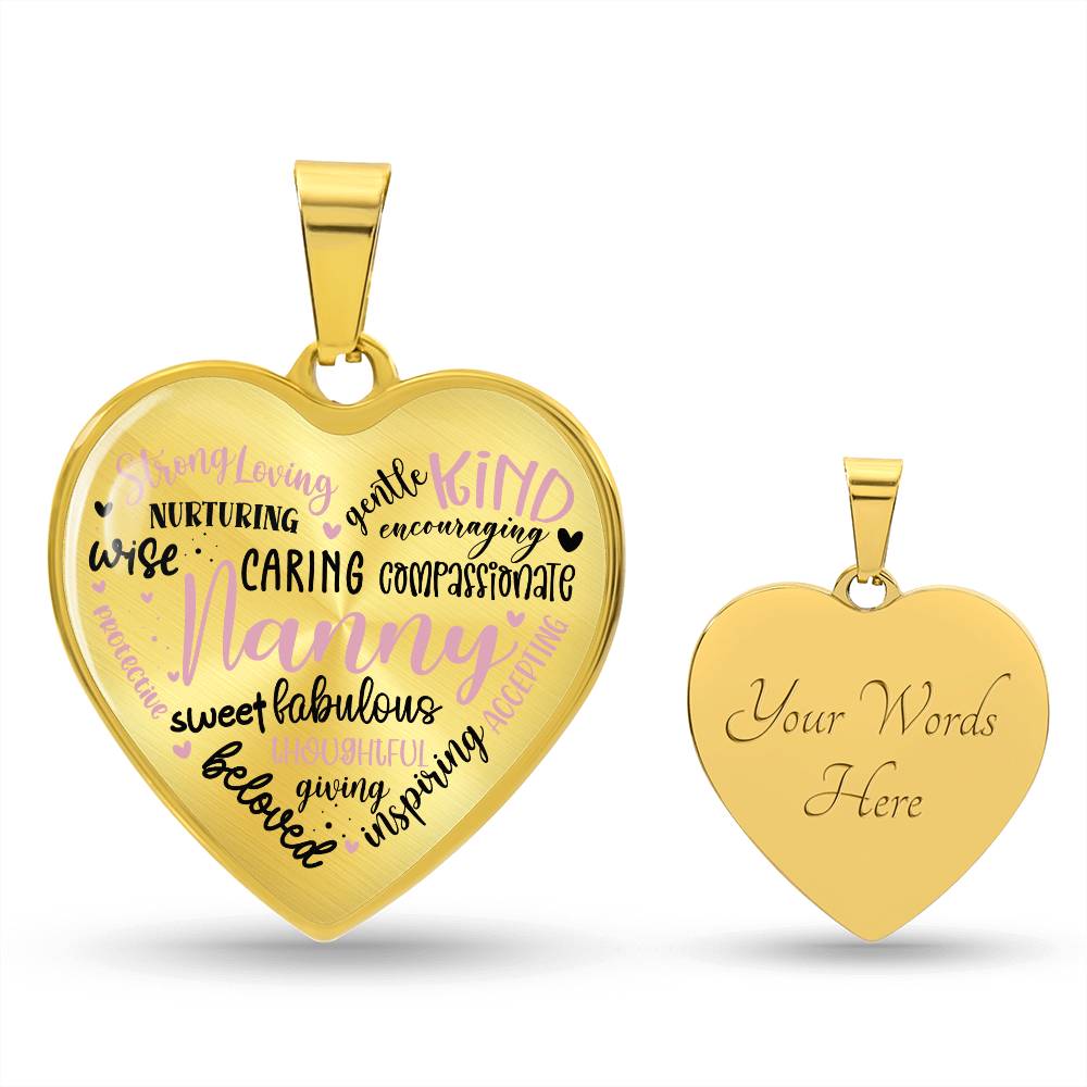 Nanny Engraved Heart Necklace-[Heartfelt Family Gift]
