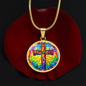 Stained Glass Style Cross Necklace