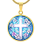 Floral Engraved Cross Necklace