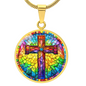 Stained Glass Style Cross Necklace