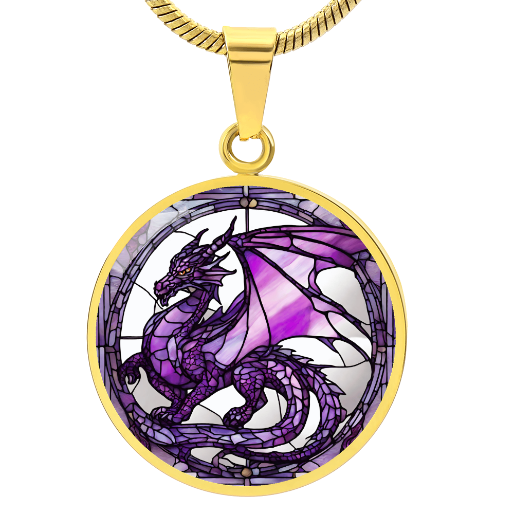 Engraved Purple Dragon Necklace - Unique Gift for Dragon Lovers-[Heartfelt Family Gift]