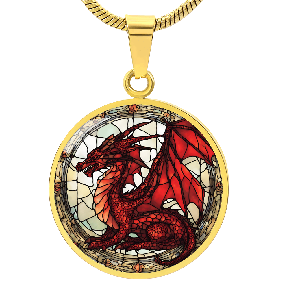 Red Dragon Engraved Necklace - Unique Jewelry for Dragon Lovers-[Heartfelt Family Gift]