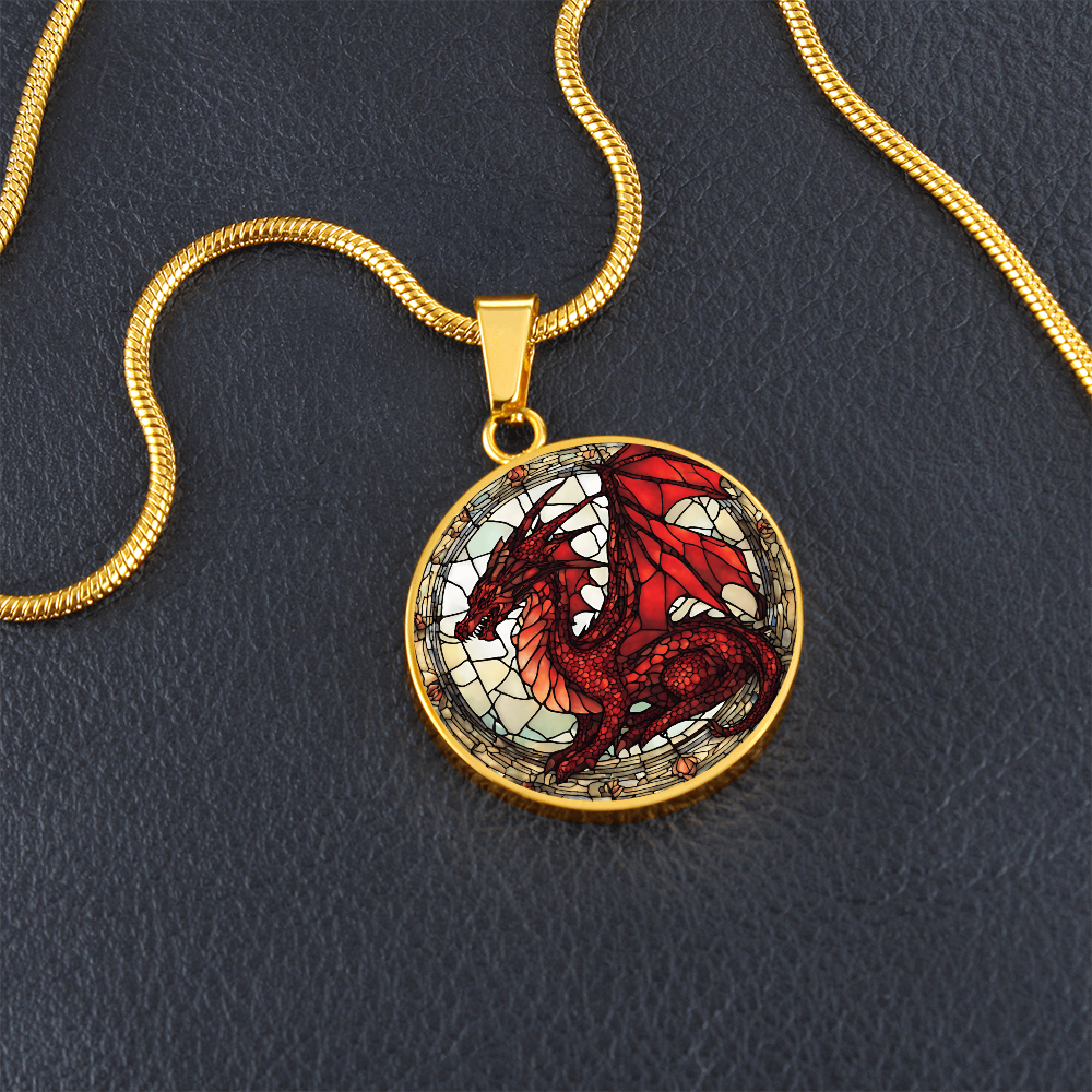 Red Dragon Engraved Necklace - Unique Jewelry for Dragon Lovers-[Heartfelt Family Gift]