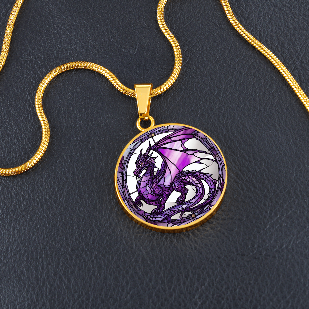 Engraved Purple Dragon Necklace - Unique Gift for Dragon Lovers-[Heartfelt Family Gift]