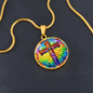 Stained Glass Style Cross Necklace